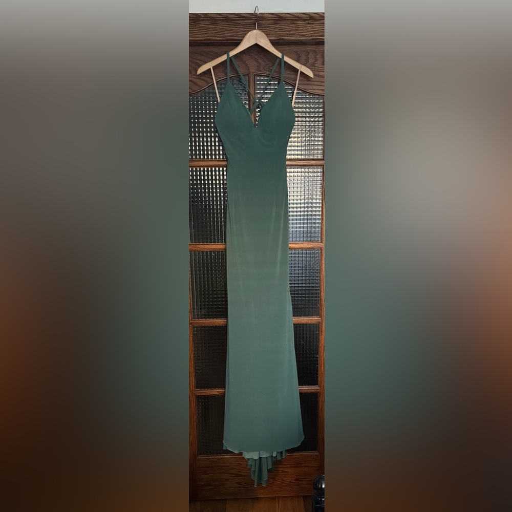 Open Back Green Prom Dress